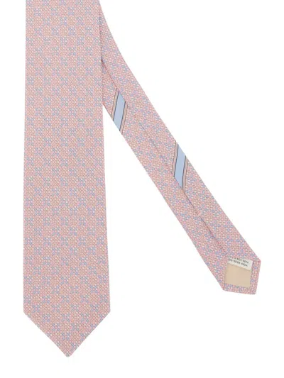 Ferragamo Tie Print Gancini In Neutral