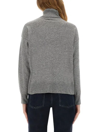 Woolrich Soft Texture Turtleneck Knitwear With Ribbed Finish In Gray