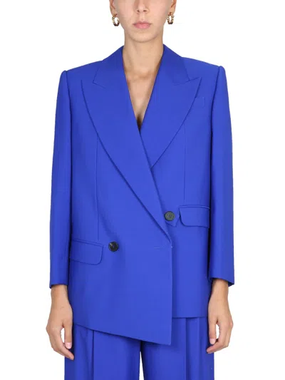 Alexander Mcqueen Women Structured Double-breasted Jacket In Blue