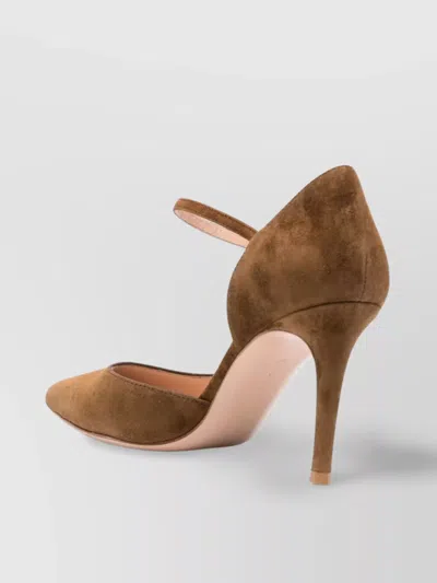 Gianvito Rossi Suede Decollete T.085 In Brown