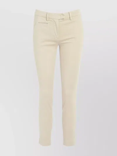 Dondup Perfect Slim Fit Cotton Gabardine Trousers In Neutral