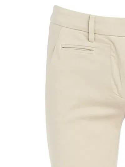 Dondup Perfect Slim Fit Cotton Gabardine Trousers In Neutral