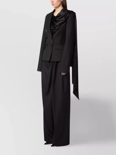 Nina Ricci Draped Blazer With Attached Scarf And Satin Detail In Multi
