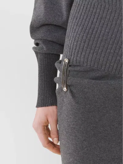 Lanvin Embellished Draped Wool-blend Turtleneck Midi Dress In Multi