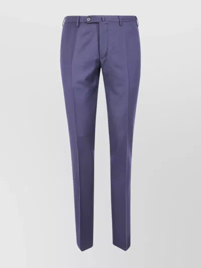 Incotex Flat-front Cotton Trousers In Blue