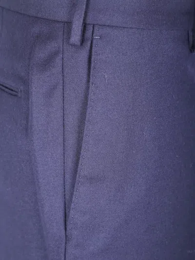 Incotex Flat-front Cotton Trousers In Blue