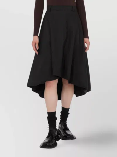 Moschino Knee Length A-line Skirt With Asymmetric Hem In Black