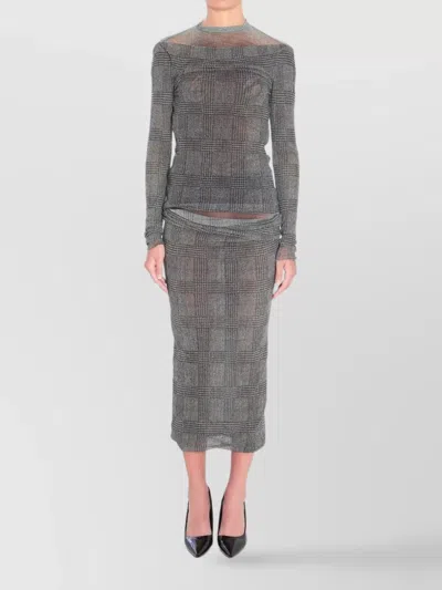 Jean Paul Gaultier Women Body Shadow And Prince Of Wales Print Mesh Top In Multi