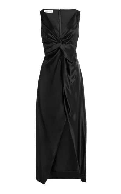 Marina Moscone Twisted Satin Dress In Black