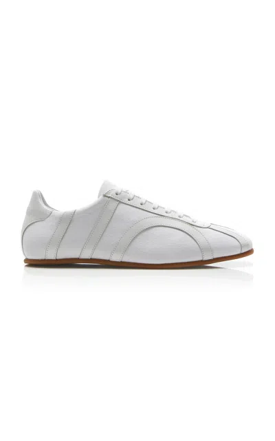 Totême Canvas Low-top Sneakers With Leather Profiles In White