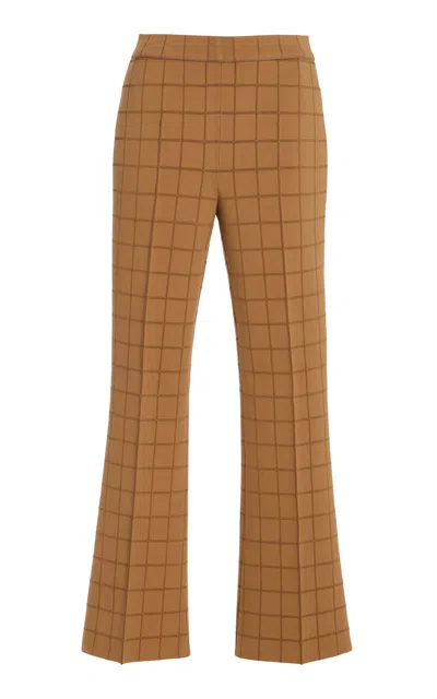 High Sport Windowpane Knit Kick Pants In Brown