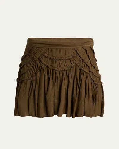 Isabel Marant Étoile Ruffled Layered Skirt Detailed Design In Brown