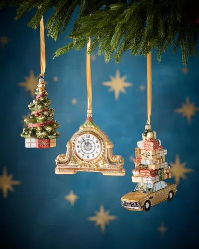 Komozja Car, Clock And Tree Christmas Ornaments, Set Of 3 In Multi