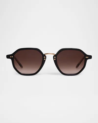 Krewe Dakota Acetate & Titanium Octagon Sunglasses In Brown