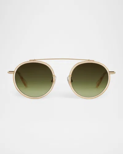Krewe Conti Acetate & Stainless Steel Round Sunglasses In Green
