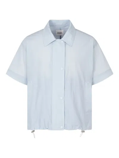 Studio Tomboy Drawstring-hem Layered-sleeve Jacket In Blue