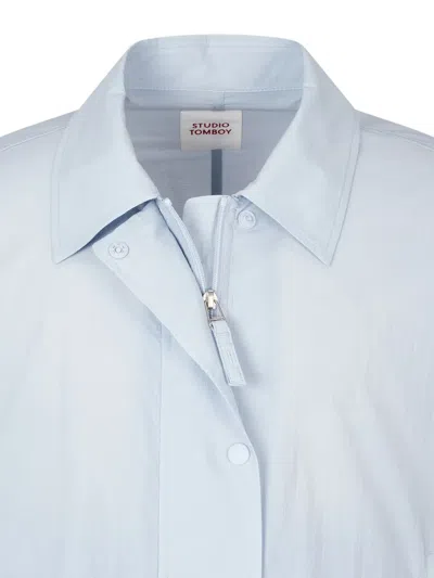 Studio Tomboy Drawstring-hem Layered-sleeve Jacket In Blue