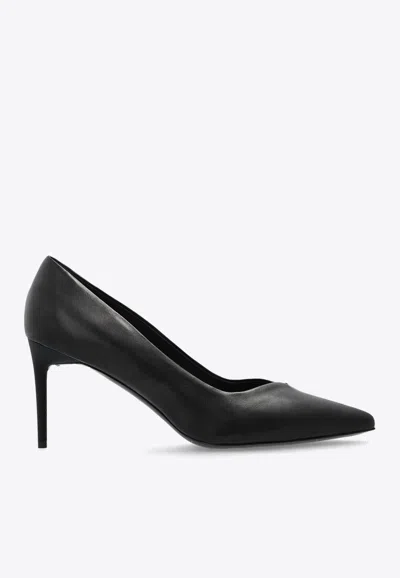 Max Mara Minimalist Leather Highheels In Black