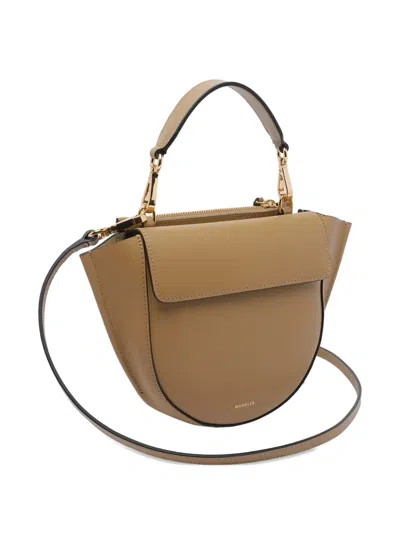 Wandler Structured Vitello Leather Shoulder Bag With Winged Sides In Brown