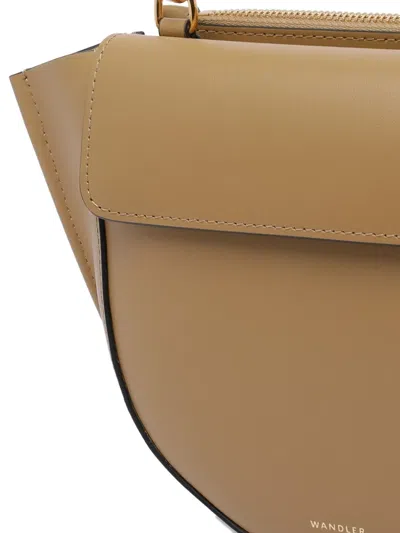 Wandler Structured Vitello Leather Shoulder Bag With Winged Sides In Brown