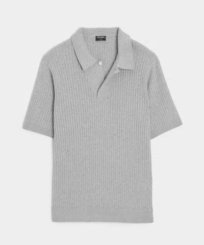 Todd Snyder Slim Cotton-cashmere Sweater Polo In Gray