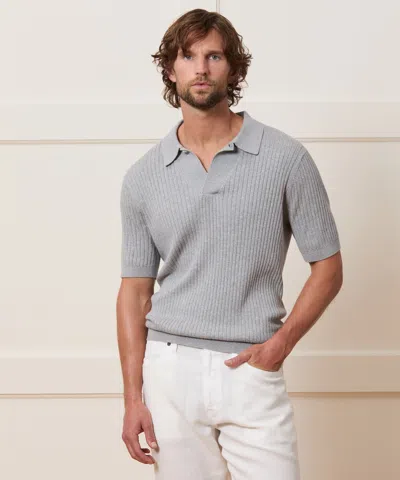 Todd Snyder Slim Cotton-cashmere Sweater Polo In Gray