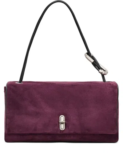 Marc Jacobs Rectangular Suede Shoulder Bag With Adjustable Strap In Burgundy