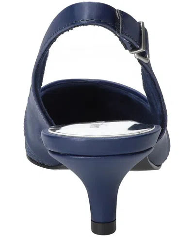 Easy Street Womens Pointed Closed Toe Kitten Heel Pumps In Blue