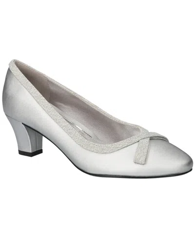 Easy Street Kata Womens Round Stiletto Heel Pumps In Silver
