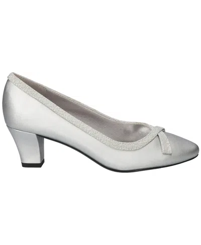 Easy Street Kata Womens Round Stiletto Heel Pumps In Silver