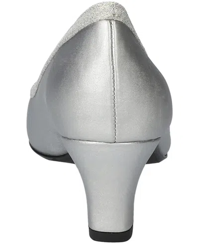 Easy Street Kata Womens Round Stiletto Heel Pumps In Silver