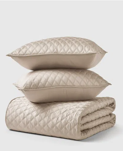 J Queen New York Premier Cotton Sateen 3-pc. Quilt Set, Full/queen In Neutral