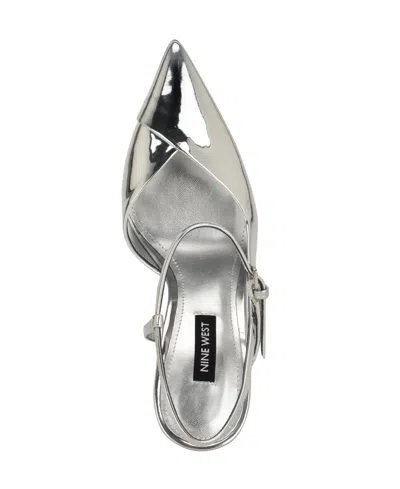 Nine West Women's Franka Ankle Strap Stiletto Pumps In Silver