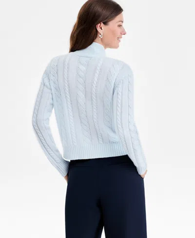 Charter Club Women's 100% Cashmere Cable-knit Cropped Cardigan Sweater, Macy's Exclusive In Blue