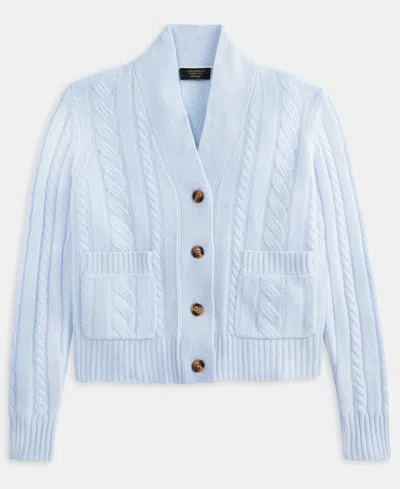Charter Club Women's 100% Cashmere Cable-knit Cropped Cardigan Sweater, Macy's Exclusive In Blue