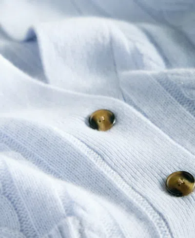 Charter Club Women's 100% Cashmere Cable-knit Cropped Cardigan Sweater, Macy's Exclusive In Blue