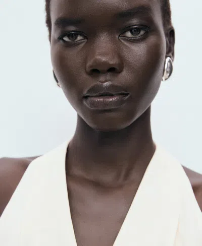 Mango Sleeveless Tie Waist Jumpsuit In Sand