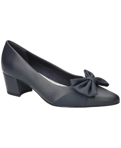 Easy Street Womens Pointed Closed Toe Block Heel Pumps In Blue