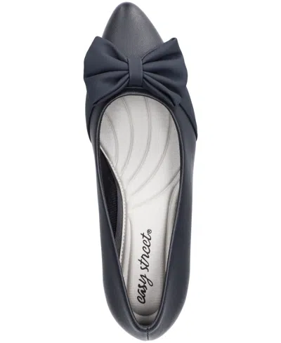 Easy Street Womens Pointed Closed Toe Block Heel Pumps In Blue