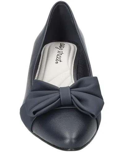 Easy Street Womens Pointed Closed Toe Block Heel Pumps In Blue