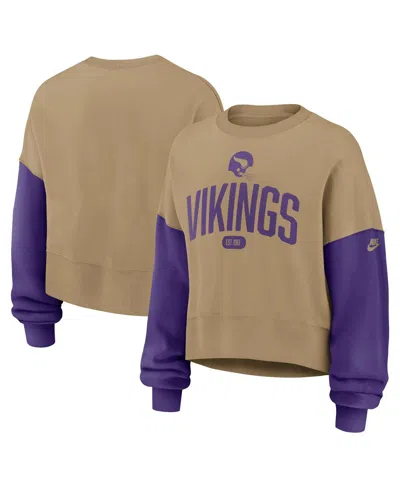 Nike Tan Minnesota Vikings Oversized Rewind Pullover Sweatshirt In Multi