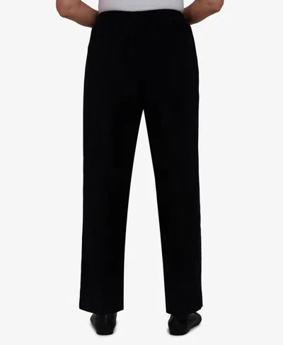 Alfred Dunner Women's Classic Corduroy Elastic Waist Short Length Pants In Black
