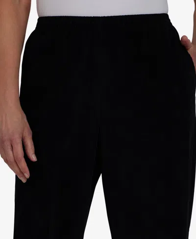 Alfred Dunner Women's Classic Corduroy Elastic Waist Short Length Pants In Black