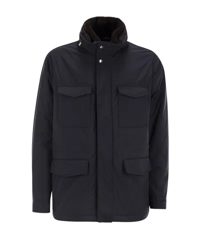 Fedeli Removable-neck Safari Jacket In Black