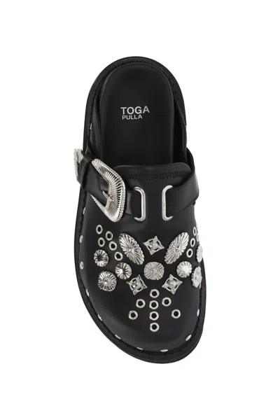 Toga Pulla Embellished Buckled Clogs In Black