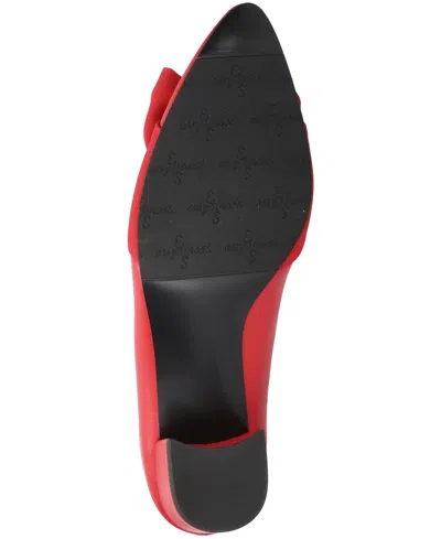 Easy Street Womens Pointed Closed Toe Block Heel Pumps In Red