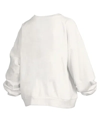 Pressbox Women's White Rutgers Scarlet Knights Oversized Janice Retro Waist-length Pullover Sweatshirt In White