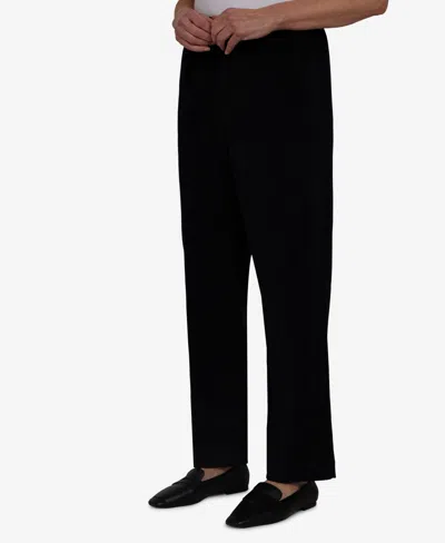 Alfred Dunner Women's Classic Corduroy Elastic Waist Short Length Pants In Black