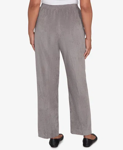 Alfred Dunner Women's Classic Corduroy Elastic Waist Medium Length Pants In Gray