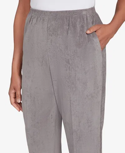 Alfred Dunner Women's Classic Corduroy Elastic Waist Medium Length Pants In Gray